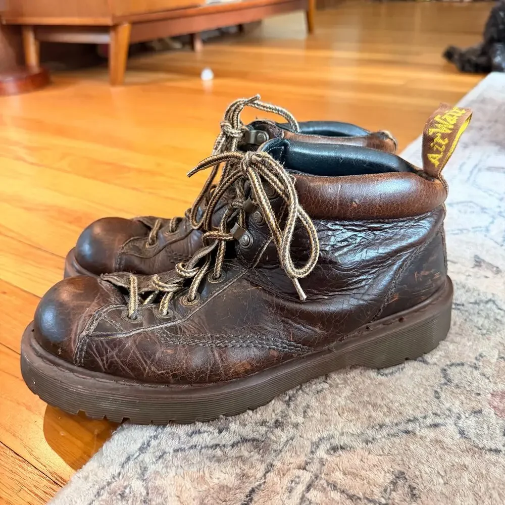 VTG Dr. Marten's 8287 MADE IN ENGLAND Chunky Brown Leather Boots MEN SZ 9 Grunge